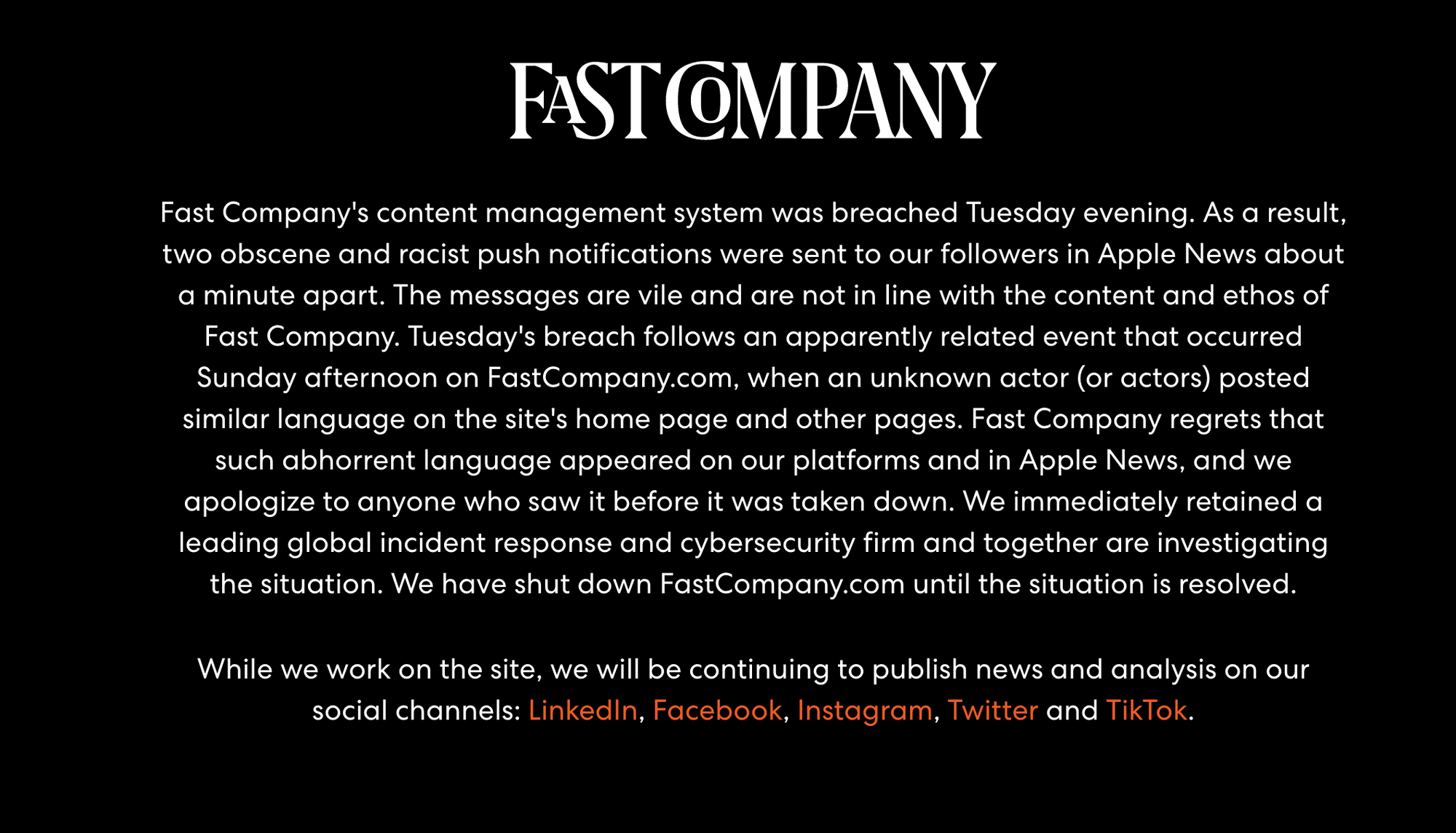Write things people care about: FastCompany's breach and the writing on the wall